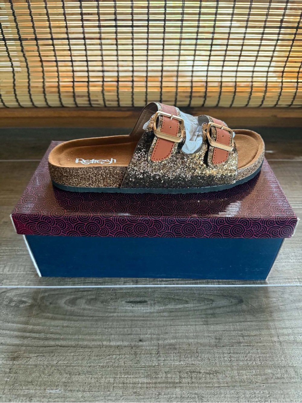 Refresh Rose Gold Glitter Slide New Sandals - All Sizes - Ships Today